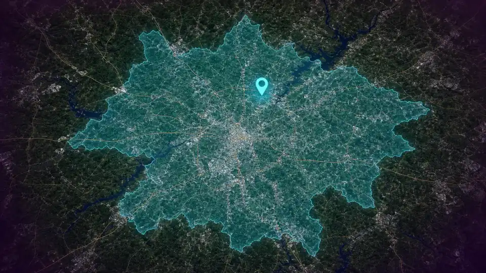 Garage Glow service area map for garage floor coatings in Greater Atlanta